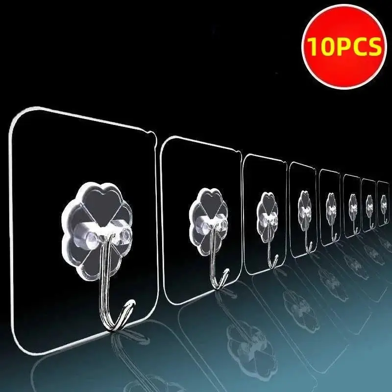 Robe Hook Adhesive - 1-10PCS Transparent Stainless Steel Strong Self