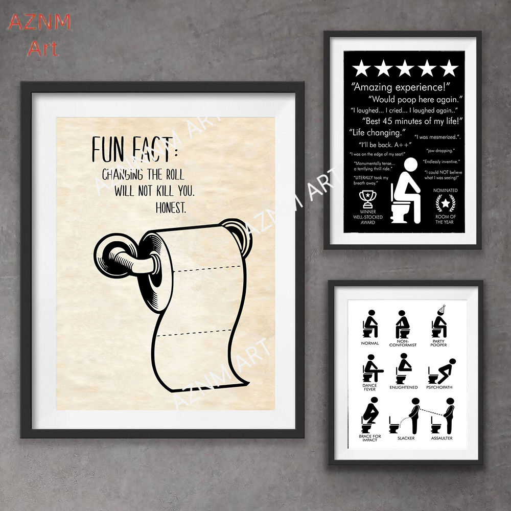 Home Bathroom Toilet - Wall Art Canvas Painting Funny Bathroom