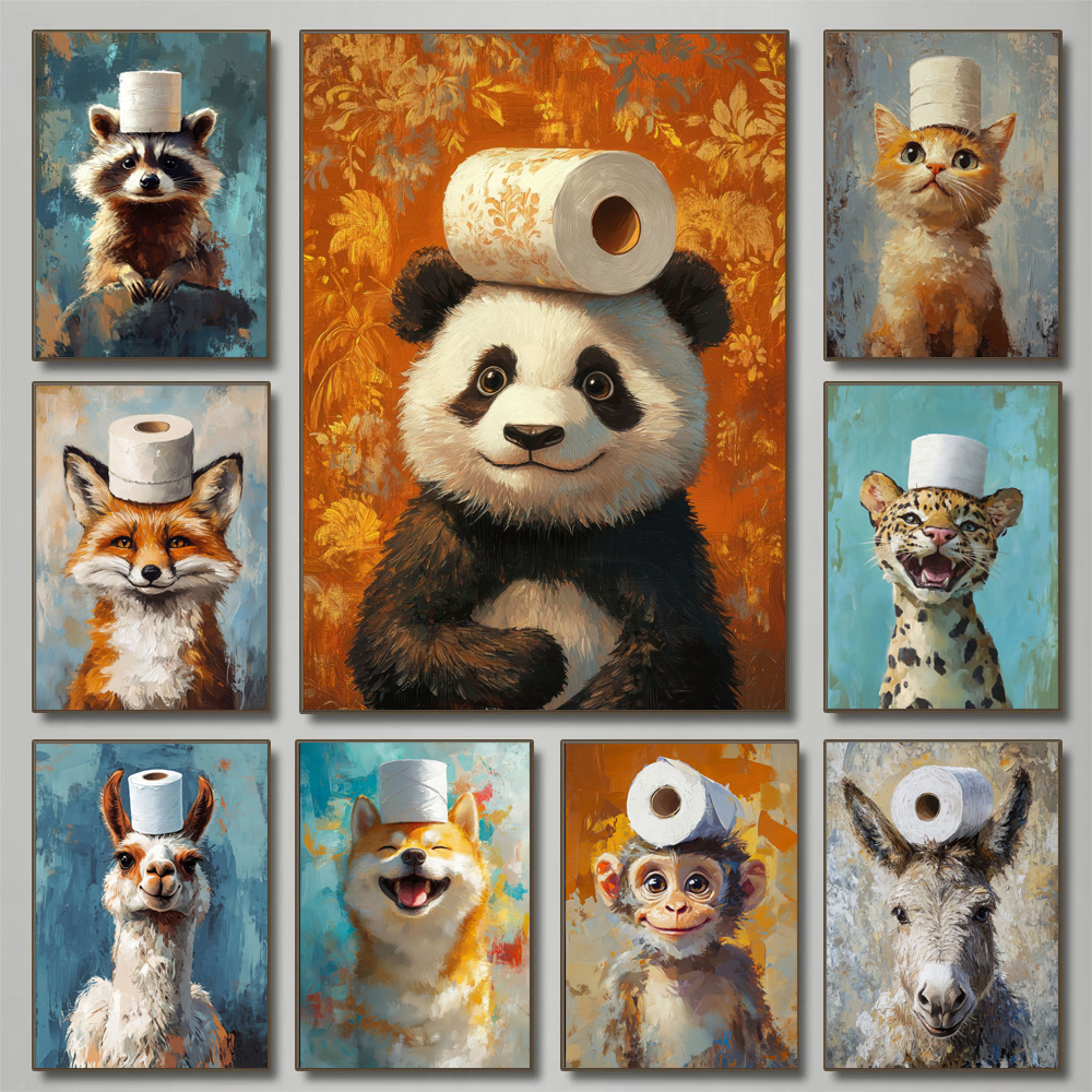 Home Bathroom Toilet - Cartoon Cute Funny Animals with Toilet