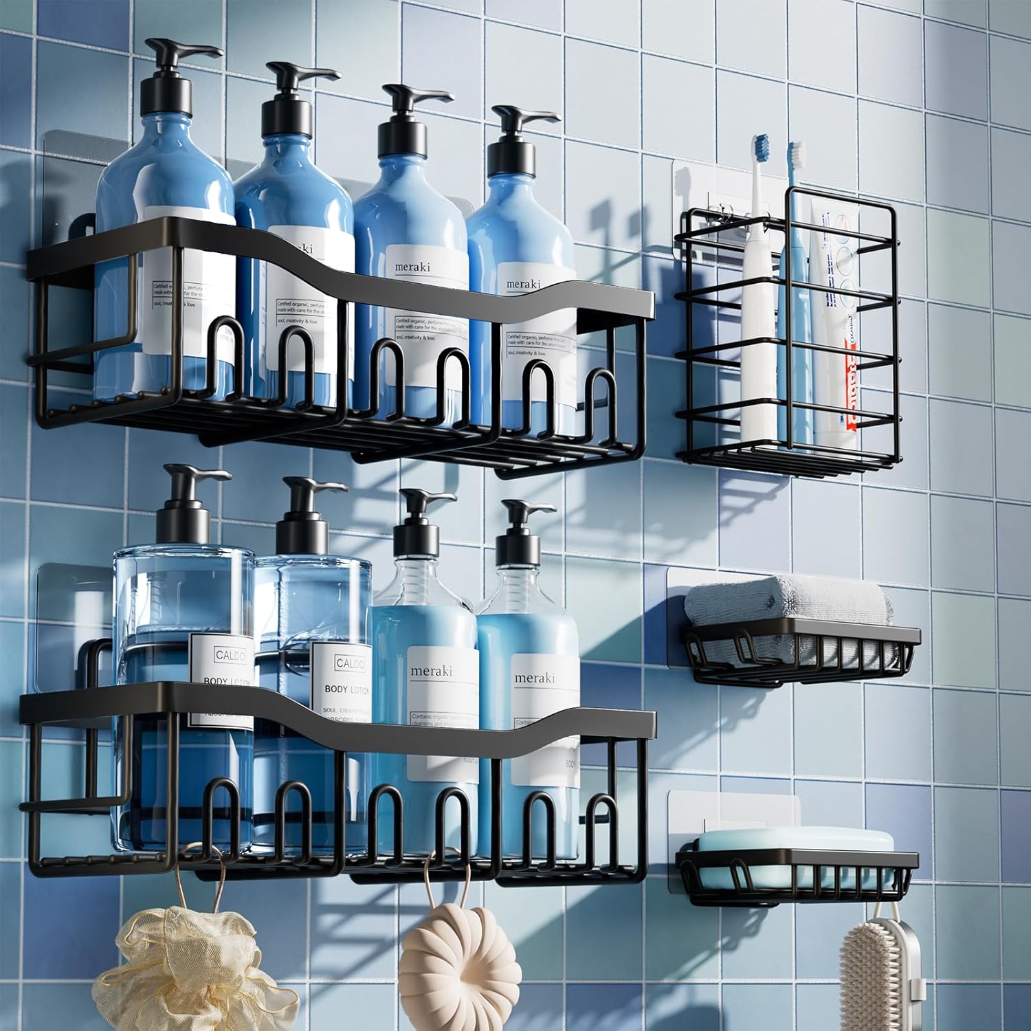 Home Essentials Bathroom Organizer - 5-Pack Rustproof Stainless Steel Shower Caddy
