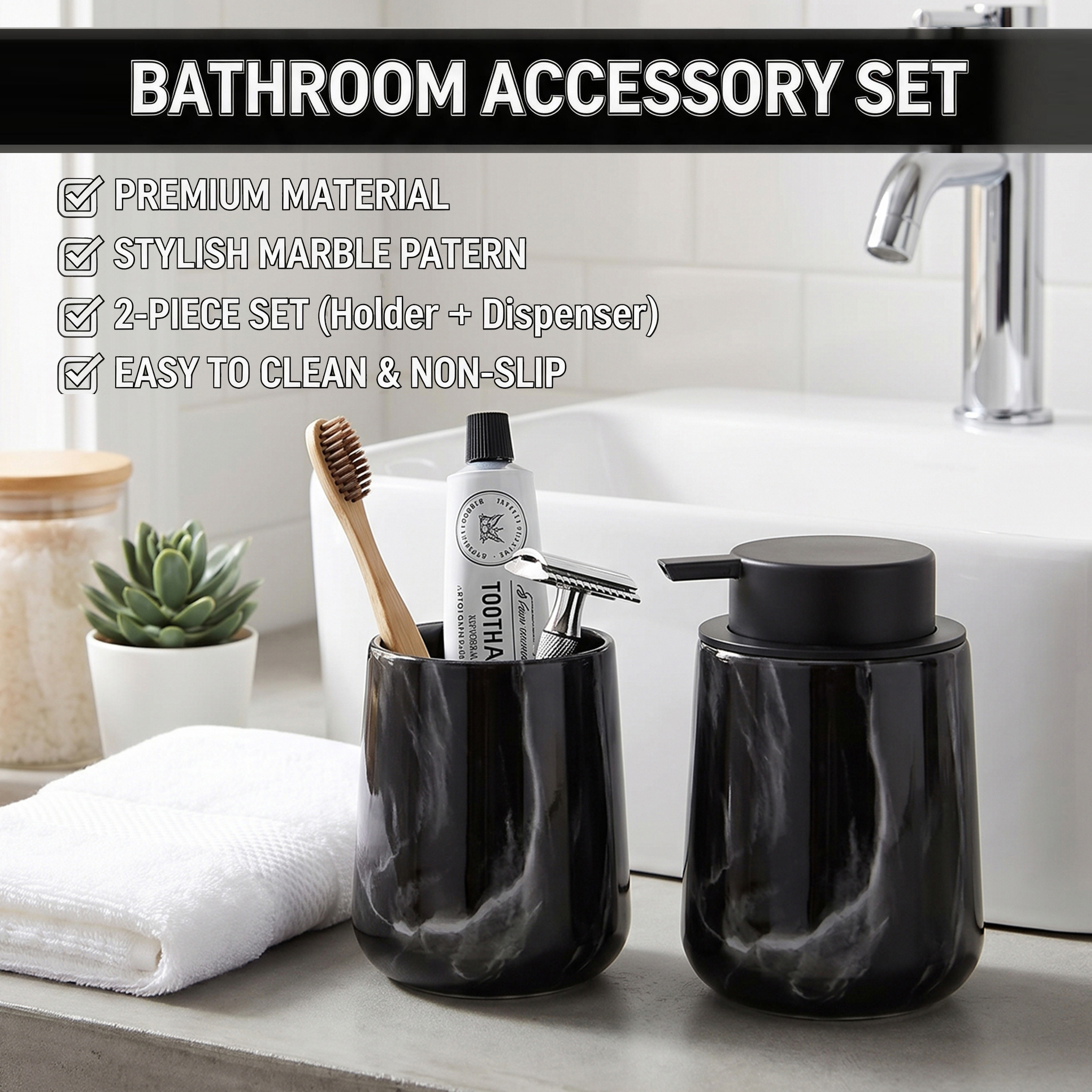 Home Essentials Bathroom Organizer - Elegant Hand Soap Dispenser and Cup