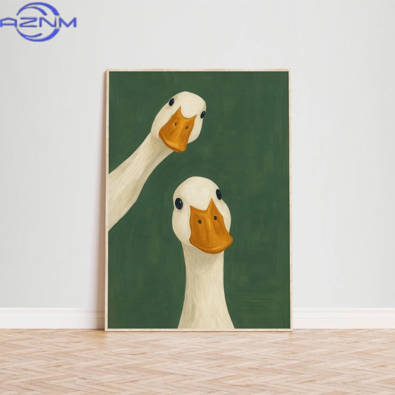 Home Bathroom Painting Ideas - Duck Goose Poster, Funny Bathroom Wall