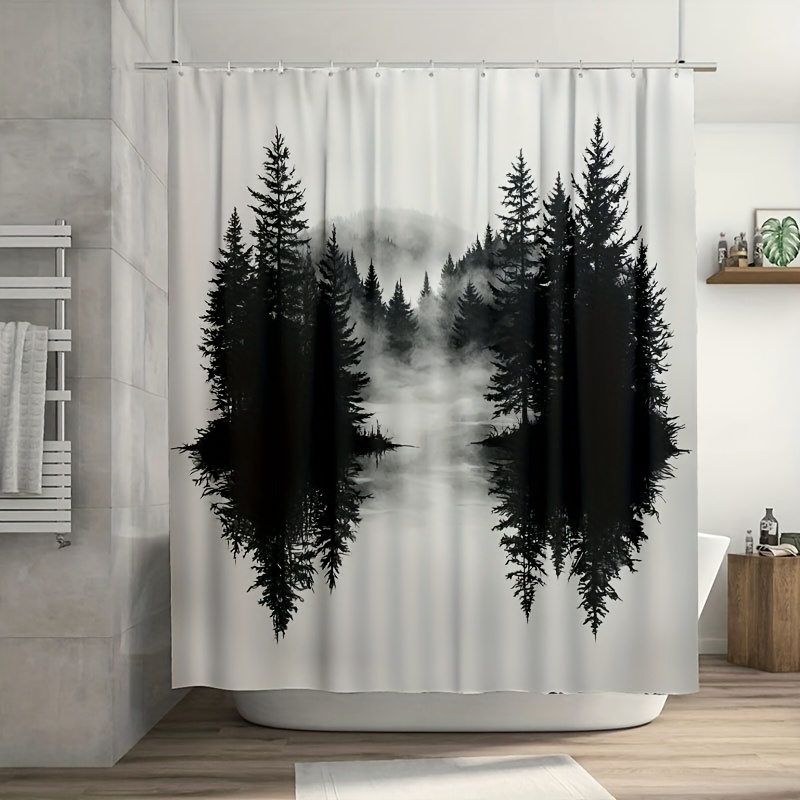 Home Bathroom Decor Ideas - Misty Forest Woodland Shower Curtain Nature