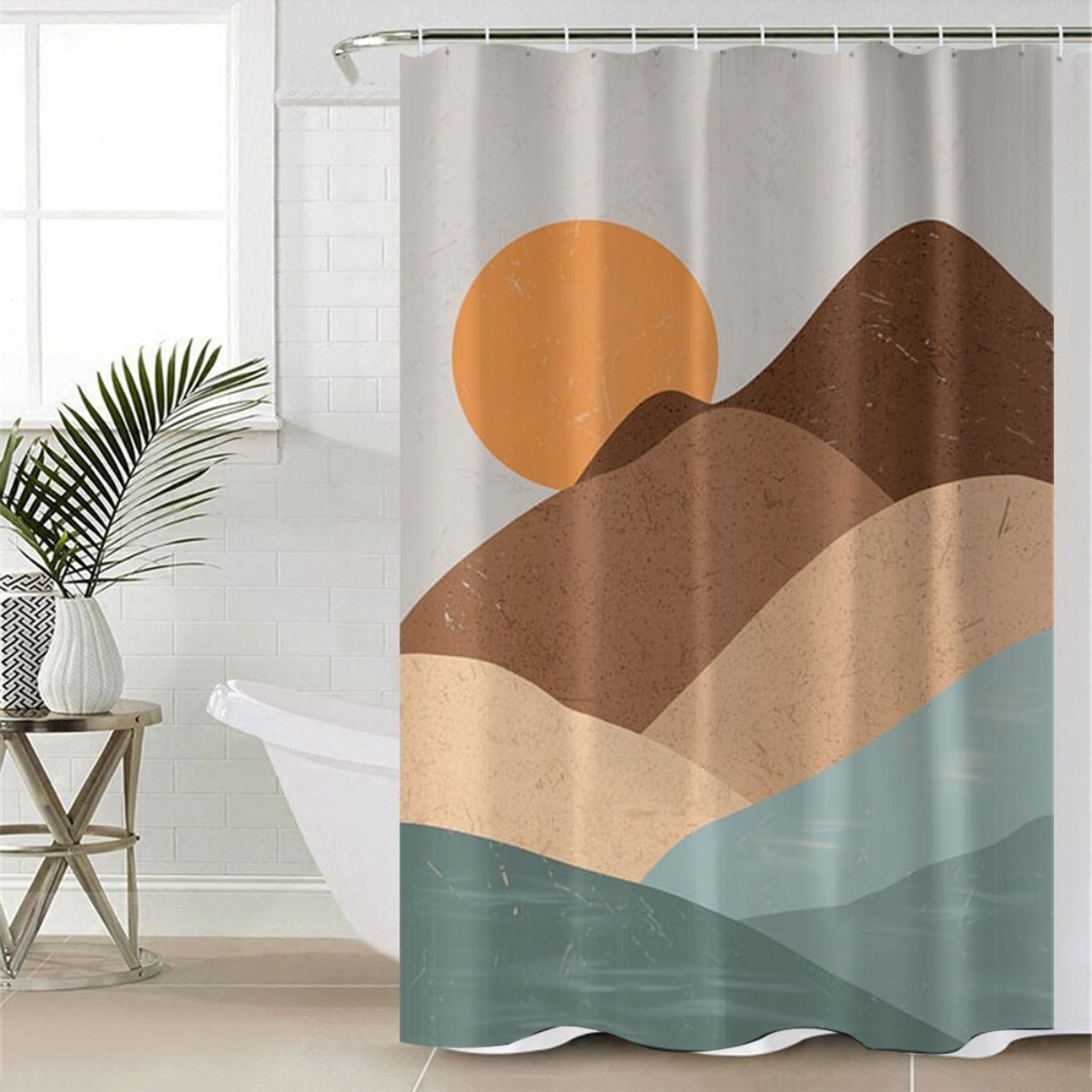 4pc Abstract Landscape and Sun - Home Bathroom Partition 리뷰 및 가격