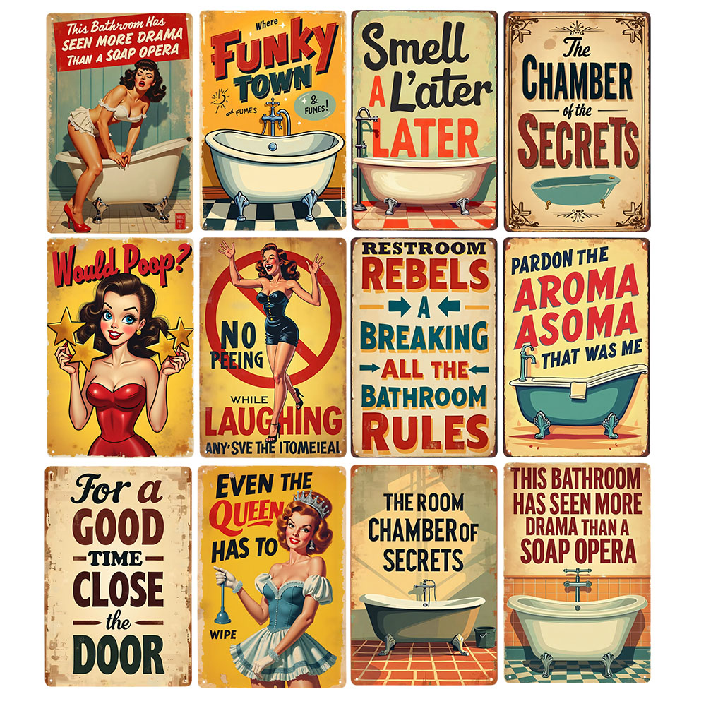 Funny Bathroom Rules Vintage M - Home Bathroom Decor Ideas 리뷰 및 가격