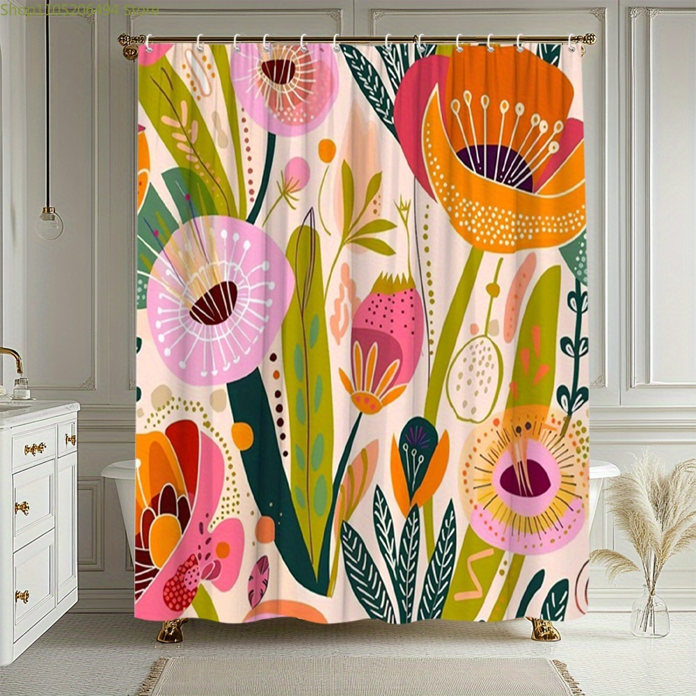 Vibrant Floral Pattern Shower  - Home Bathroom Decor Ideas 리뷰 및 가격