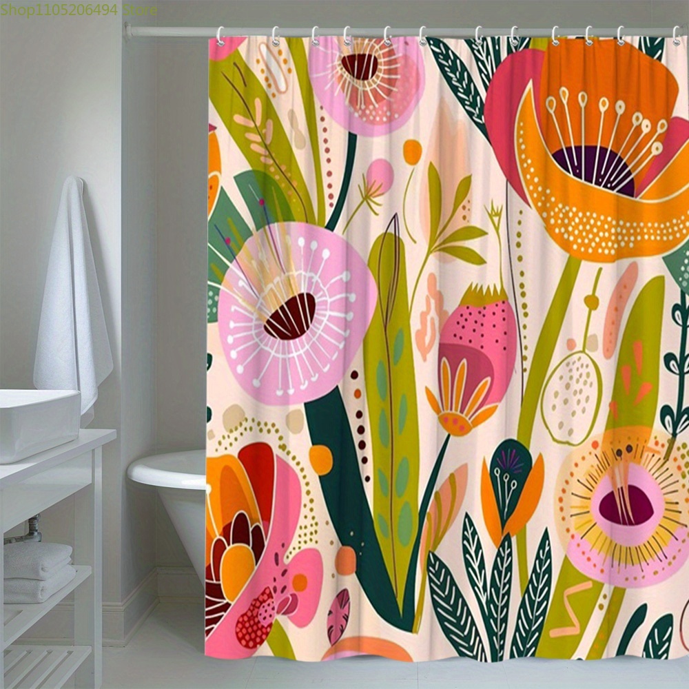 Vibrant Floral Pattern Shower  - Home Bathroom Decor Ideas 리뷰 및 가격