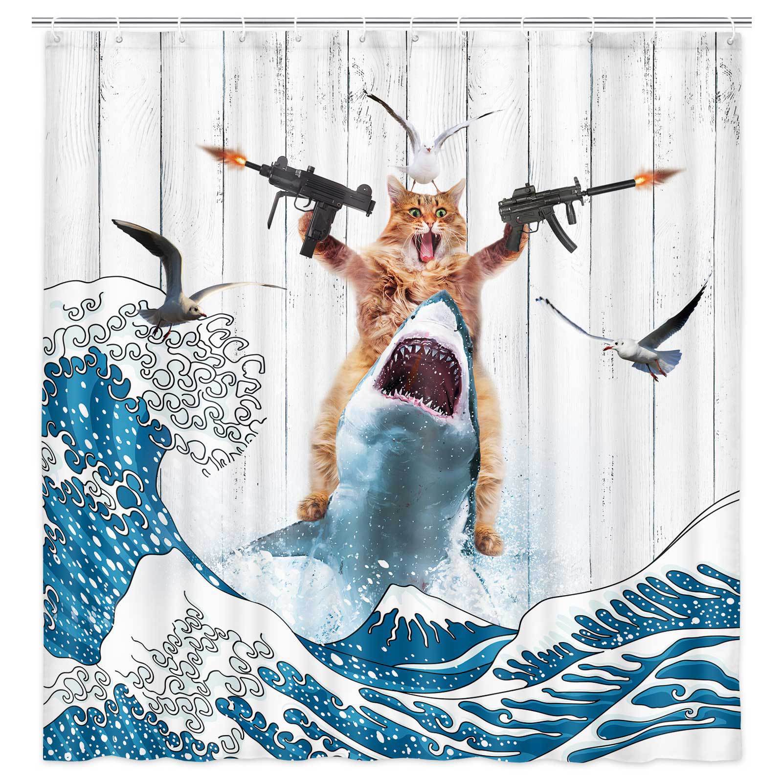 VIKAMA Shower Curtain Cat Funn - Home Bathroom Partition 리뷰 및 가격