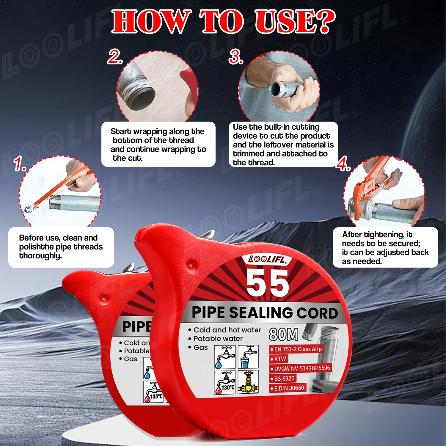 Loolifl 80m Pipe Sealing Cord  - Home Bathroom Plumbing 리뷰 및 가격
