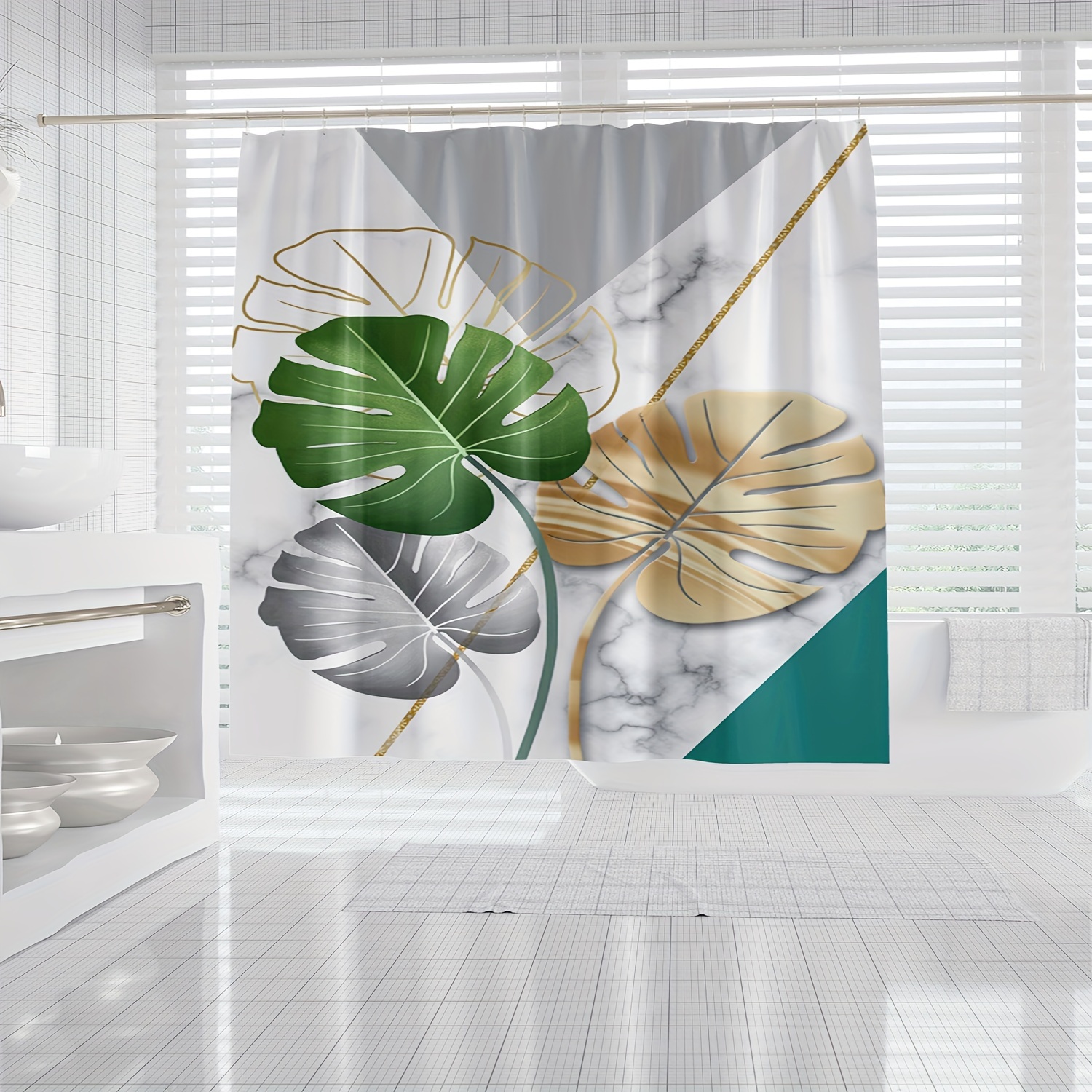 1pc Marble Leaf Pattern Shower - Home Bathroom Partition 리뷰 및 가격