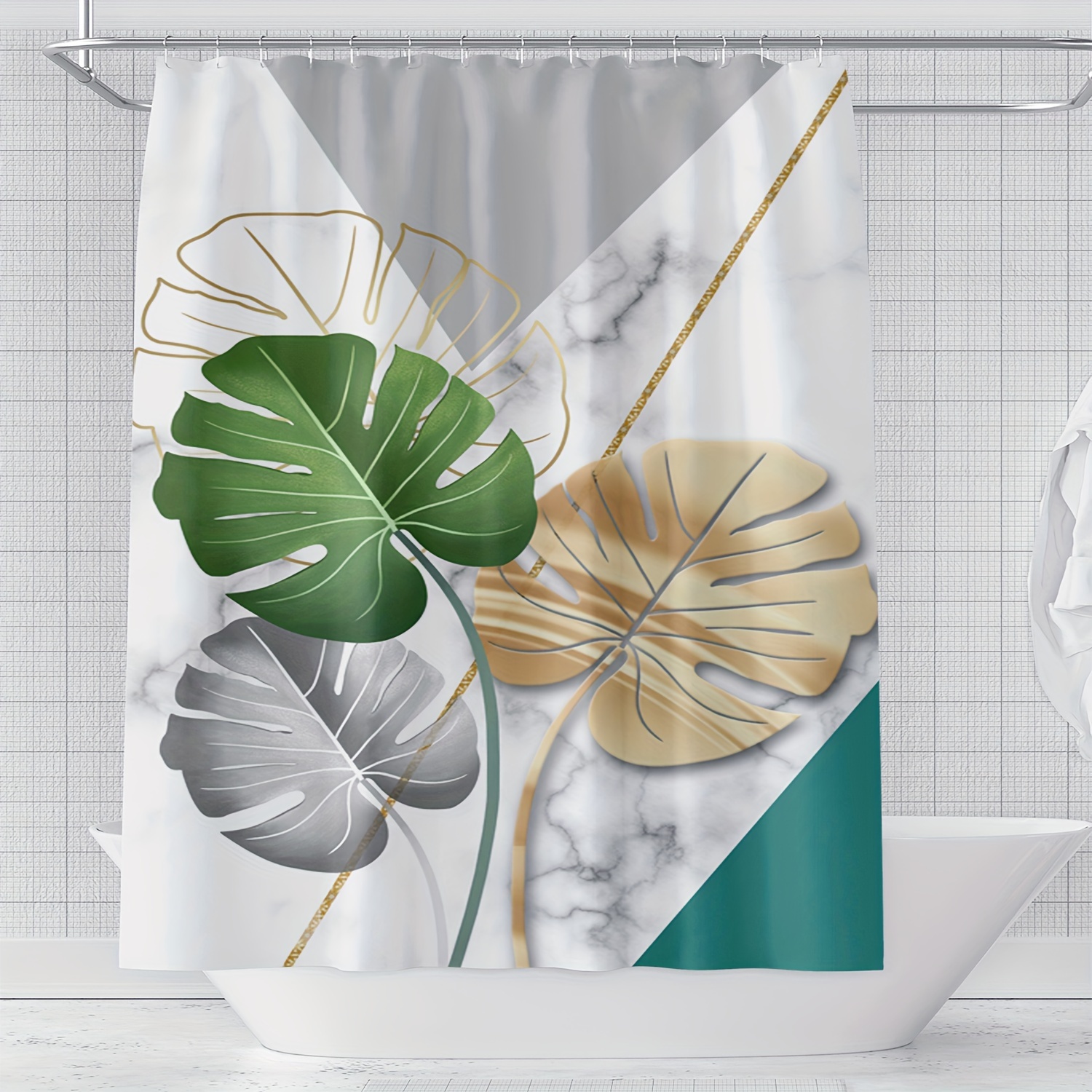 1pc Marble Leaf Pattern Shower - Home Bathroom Partition 리뷰 및 가격