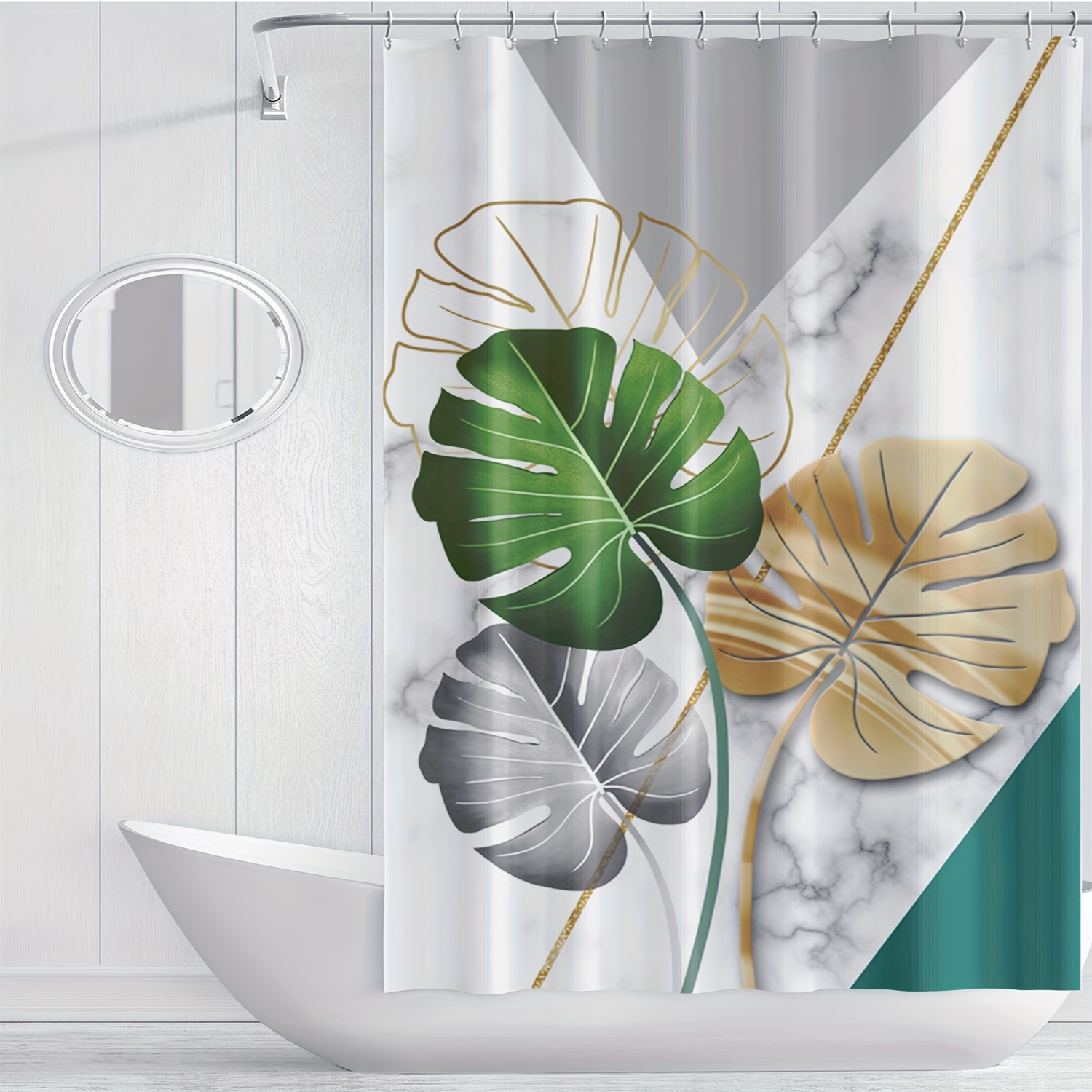 1pc Marble Leaf Pattern Shower - Home Bathroom Partition 리뷰 및 가격