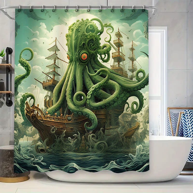 Octopus Ship Shower Curtain Su - Home Bathroom Decor Ideas 리뷰 및 가격