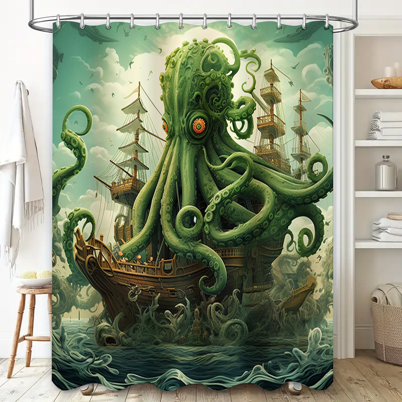 Octopus Ship Shower Curtain Su - Home Bathroom Decor Ideas 리뷰 및 가격