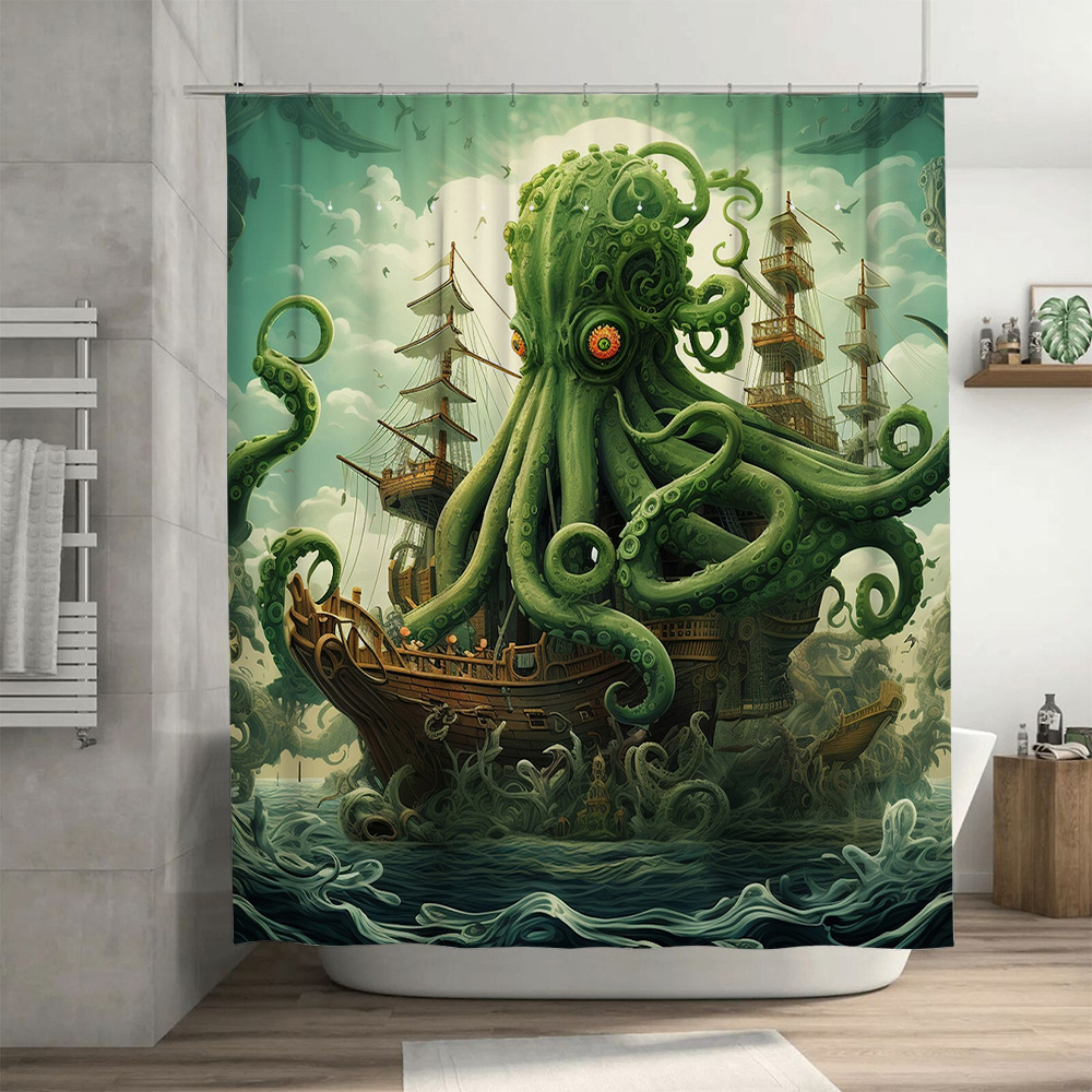 Octopus Ship Shower Curtain Su - Home Bathroom Decor Ideas 리뷰 및 가격