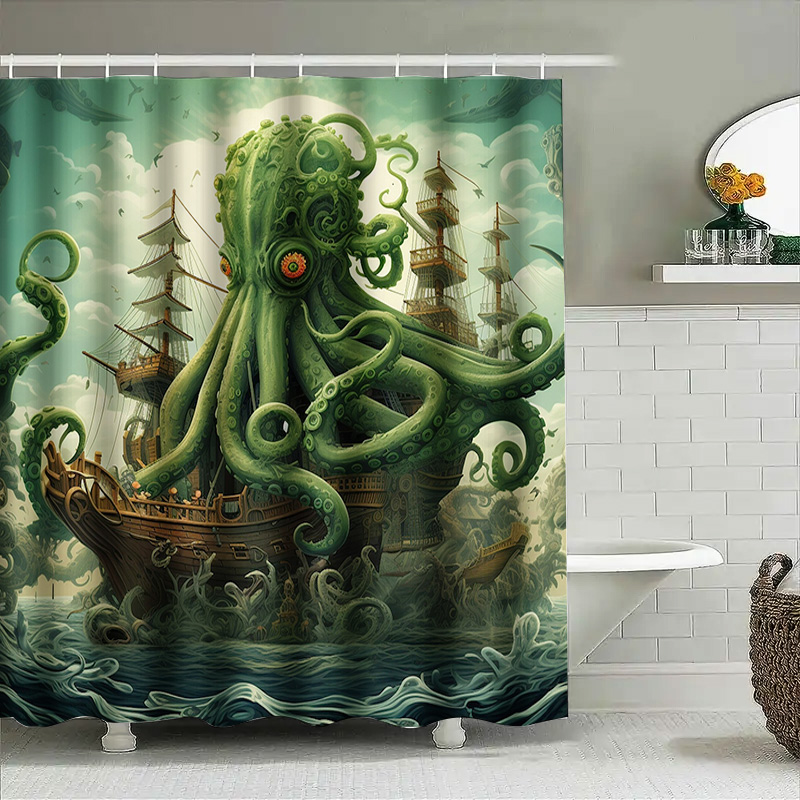 Octopus Ship Shower Curtain Su - Home Bathroom Decor Ideas 리뷰 및 가격