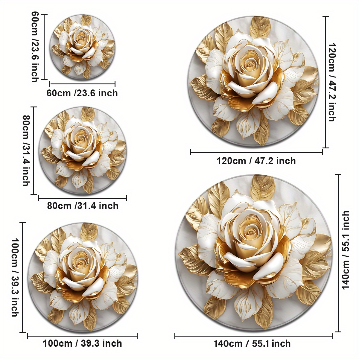White Gold Rose Round Rug, Lux - Home Bathroom Door Design 리뷰 및 가격