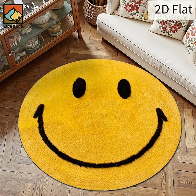 2D Round Flannel Rug Smiley Fa - Home Bathroom Door Design 리뷰 및 가격