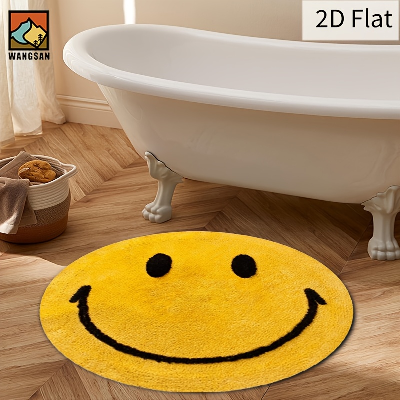 2D Round Flannel Rug Smiley Fa - Home Bathroom Door Design 리뷰 및 가격