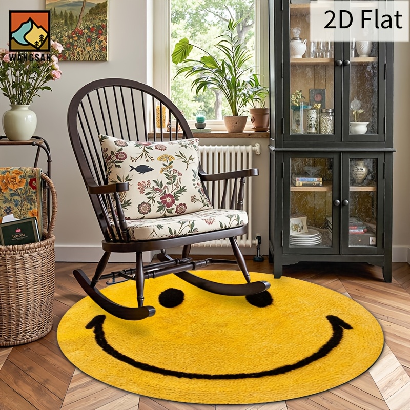 2D Round Flannel Rug Smiley Fa - Home Bathroom Door Design 리뷰 및 가격