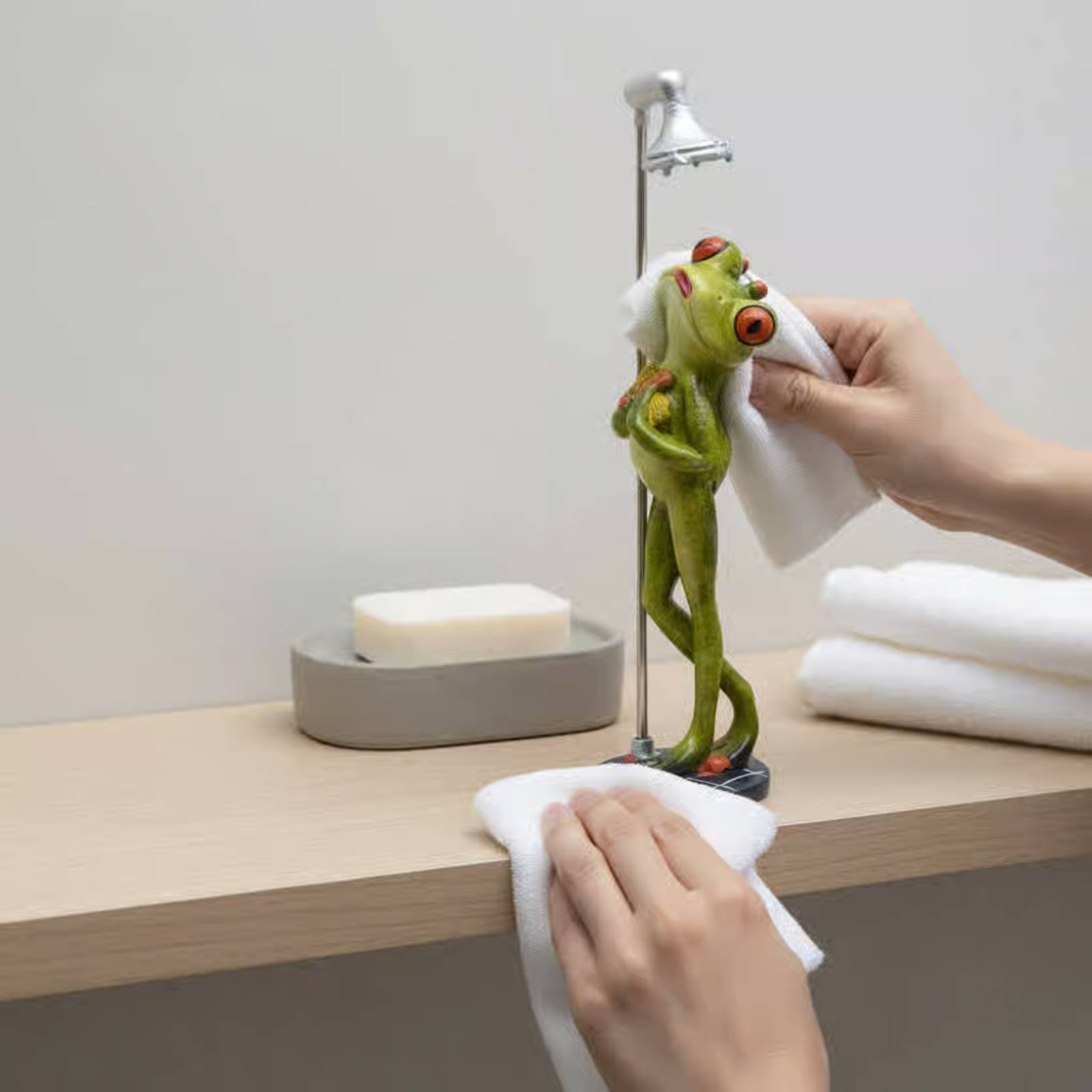 Showering Frog Figurine Novelt - Home Bathroom Decor 리뷰 및 가격