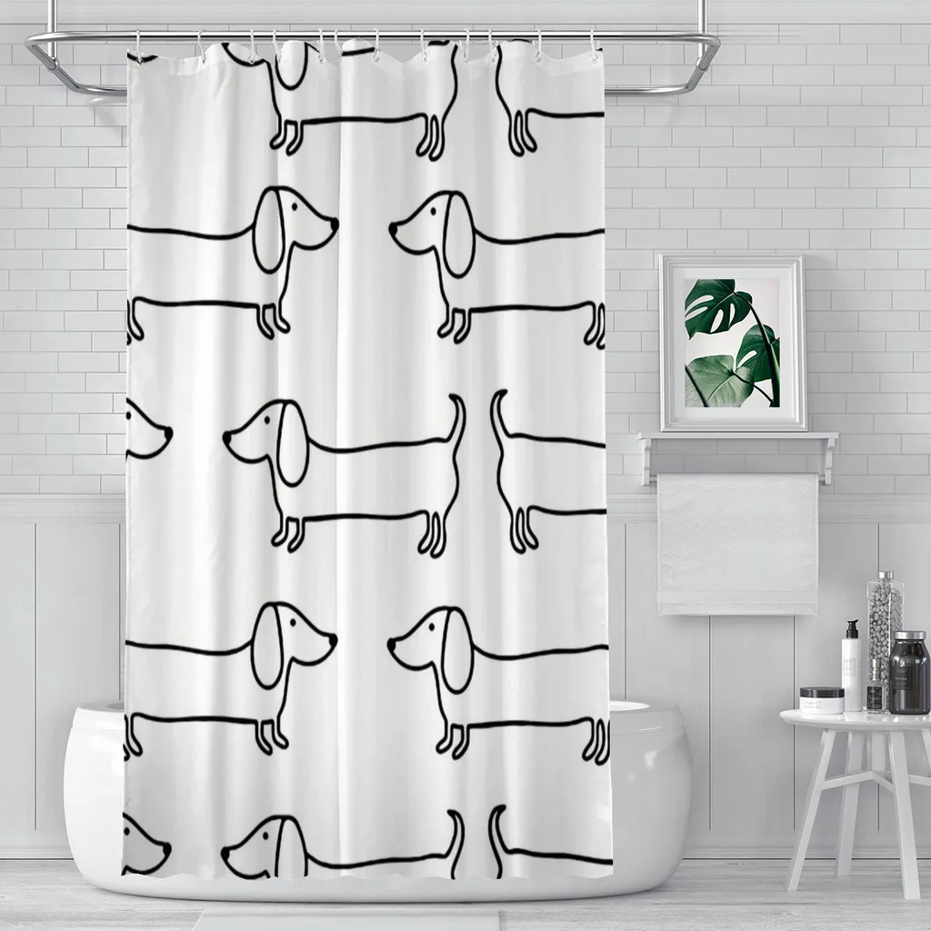Dachshund Black White Bathroom - Home Bathroom Partition 리뷰 및 가격