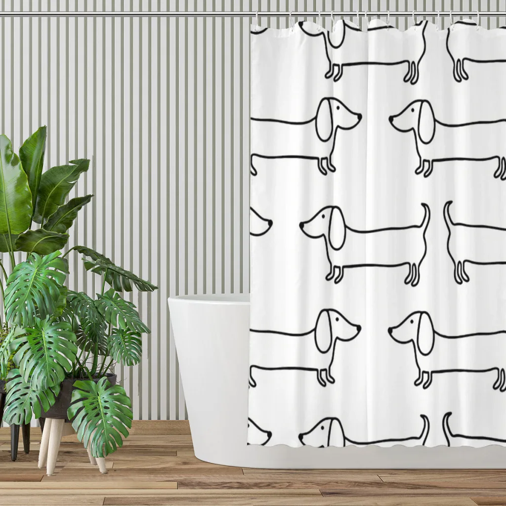 Dachshund Black White Bathroom - Home Bathroom Partition 리뷰 및 가격