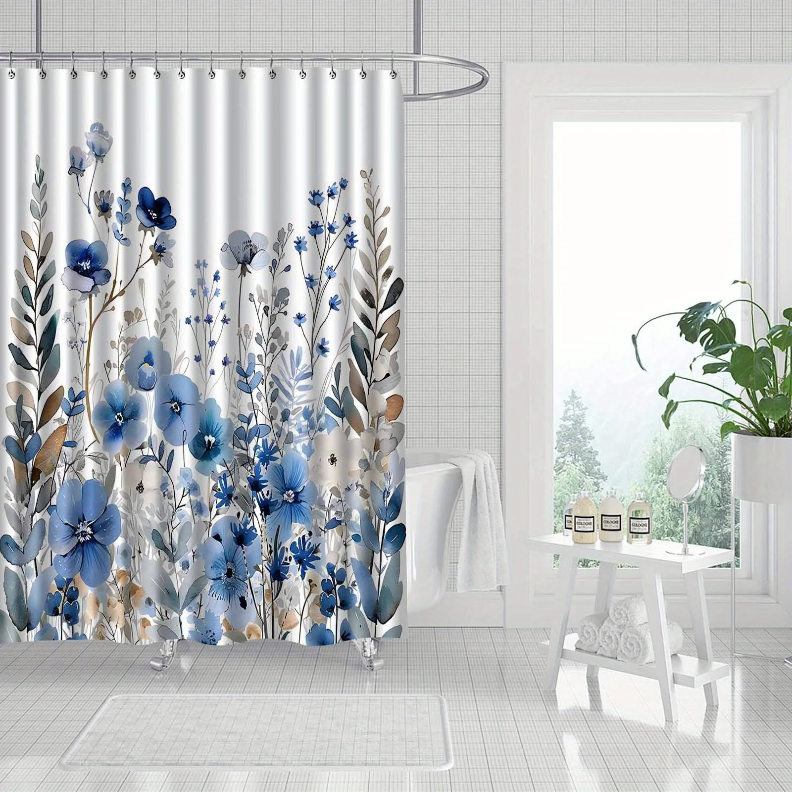 Watercolor Floral Plant Shower - Home Bathroom Partition 리뷰 및 가격