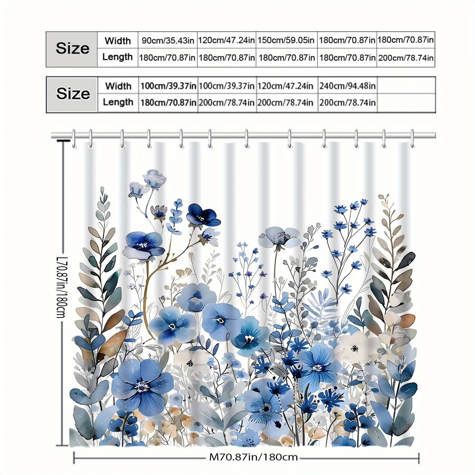 Watercolor Floral Plant Shower - Home Bathroom Partition 리뷰 및 가격