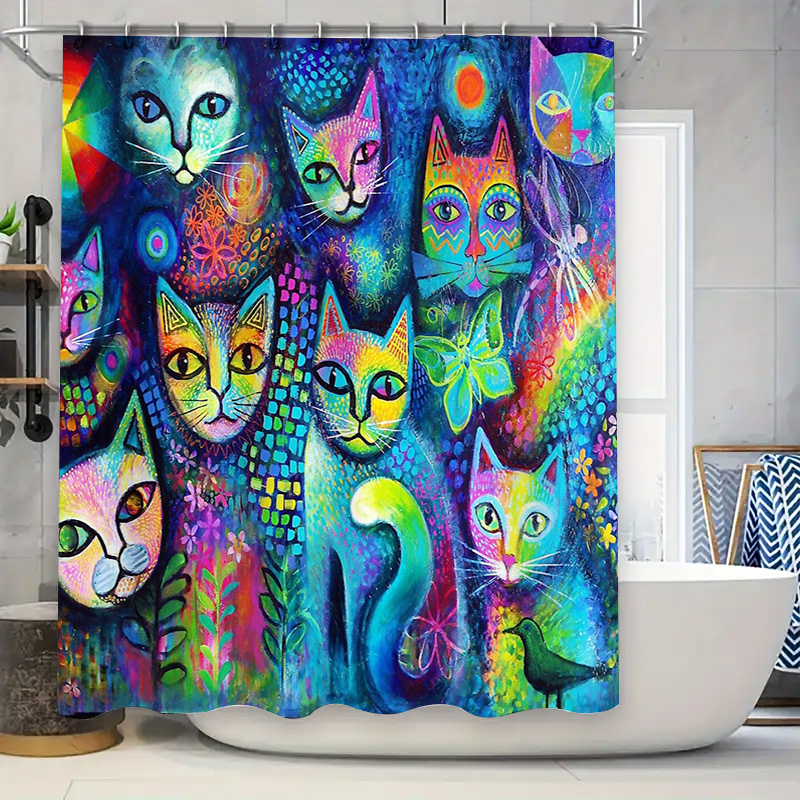 Cat Shower Curtain Artistic An - Home Bathroom Decor Ideas 리뷰 및 가격