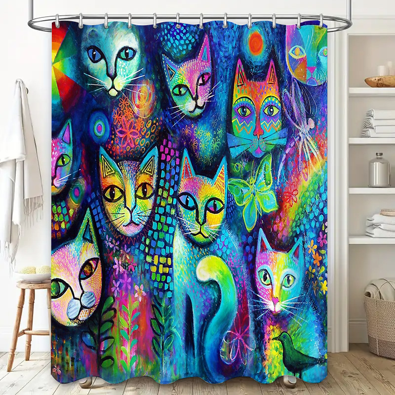 Cat Shower Curtain Artistic An - Home Bathroom Decor Ideas 리뷰 및 가격