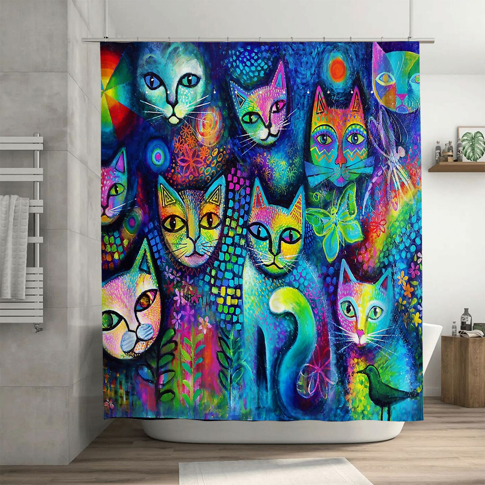 Cat Shower Curtain Artistic An - Home Bathroom Decor Ideas 리뷰 및 가격