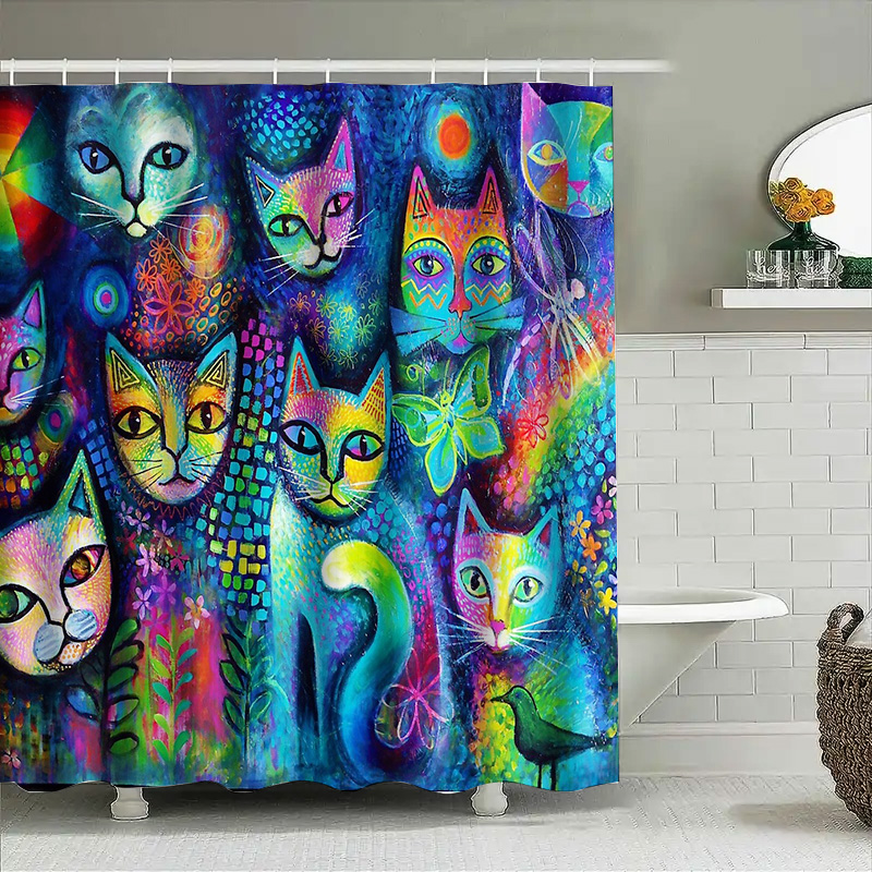 Cat Shower Curtain Artistic An - Home Bathroom Decor Ideas 리뷰 및 가격
