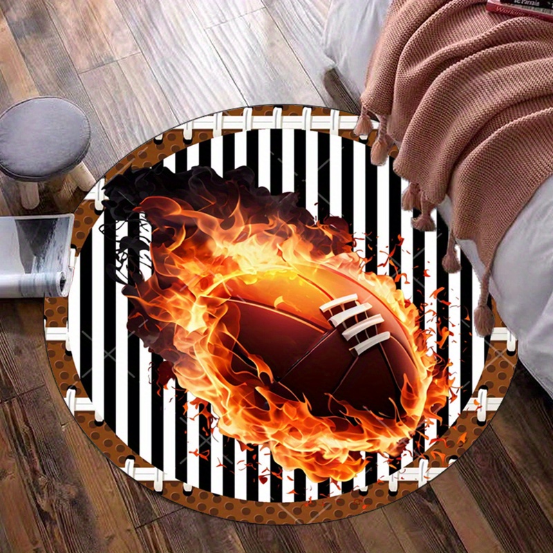 Flaming Football Round Rug for - Home Bathroom Decor Ideas 리뷰 및 가격