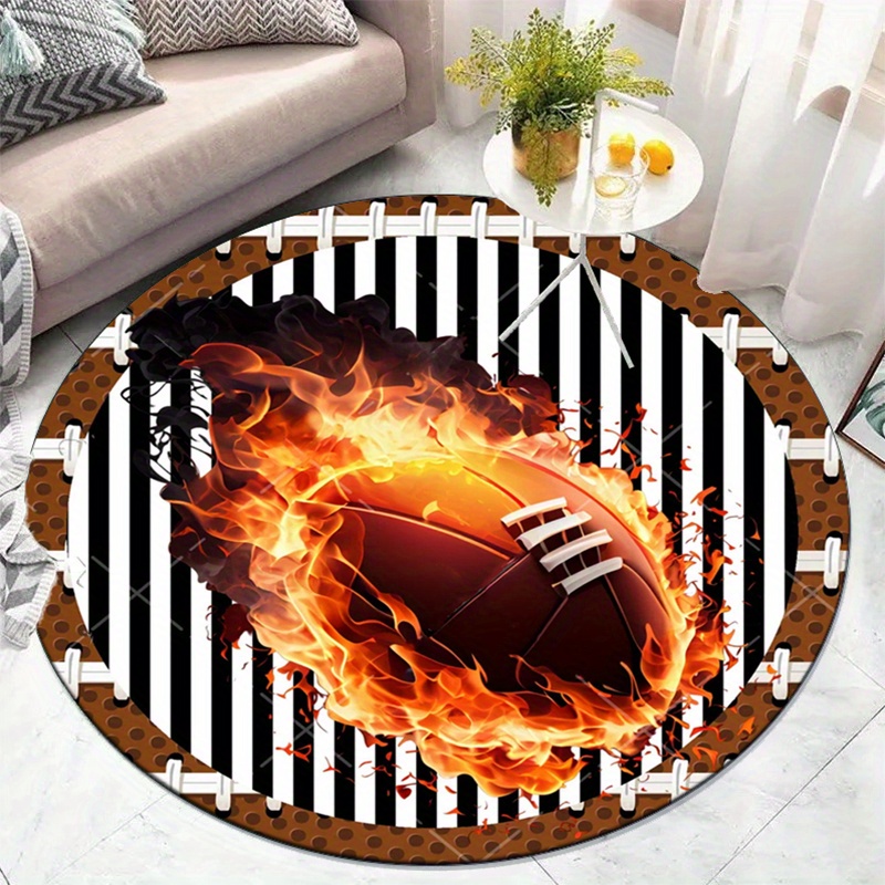Flaming Football Round Rug for - Home Bathroom Decor Ideas 리뷰 및 가격