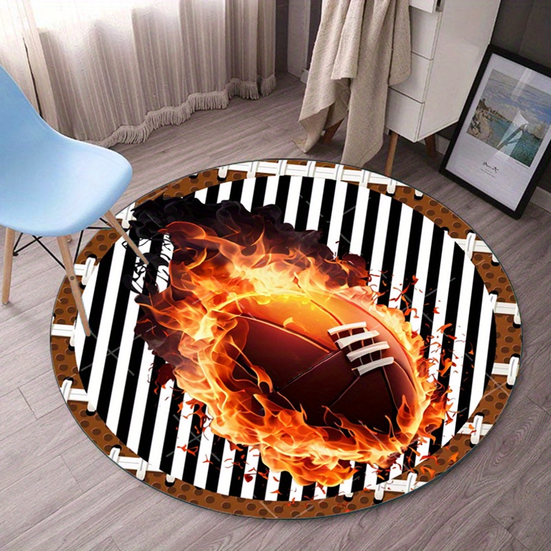 Flaming Football Round Rug for - Home Bathroom Decor Ideas 리뷰 및 가격