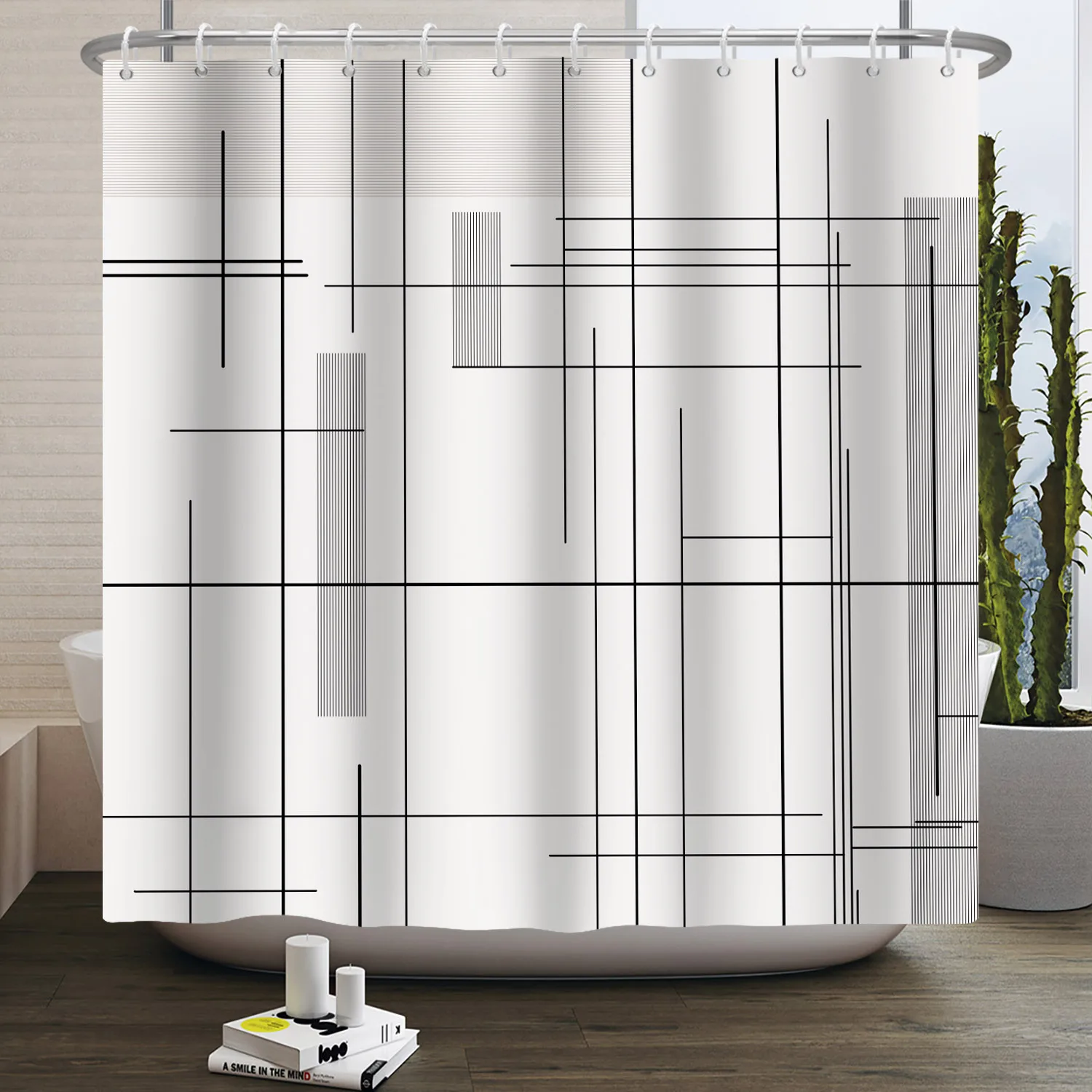 Simple Line Pattern Shower Cur - Home Bathroom Partition 리뷰 및 가격