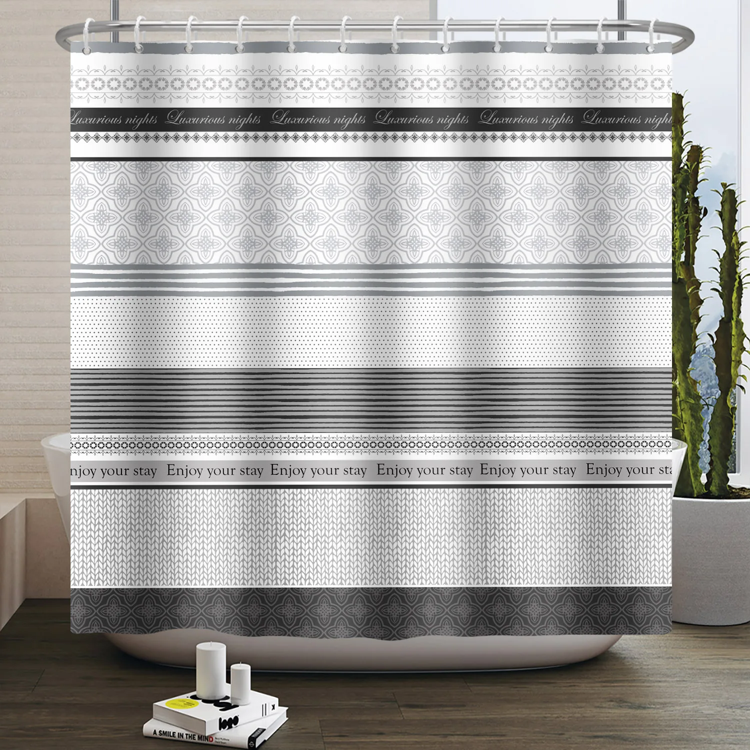 Simple Line Pattern Shower Cur - Home Bathroom Partition 리뷰 및 가격