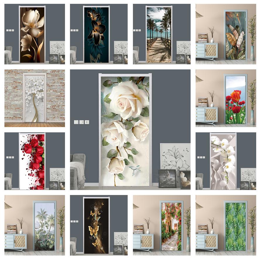 White Rose Flower Wallpaper Fo - Home Bathroom Door Design 리뷰 및 가격