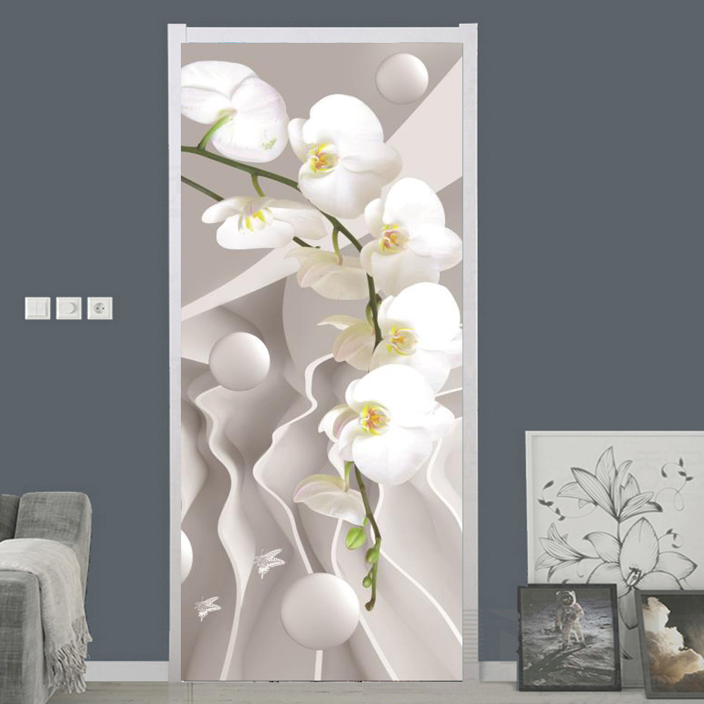 White Rose Flower Wallpaper Fo - Home Bathroom Door Design 리뷰 및 가격