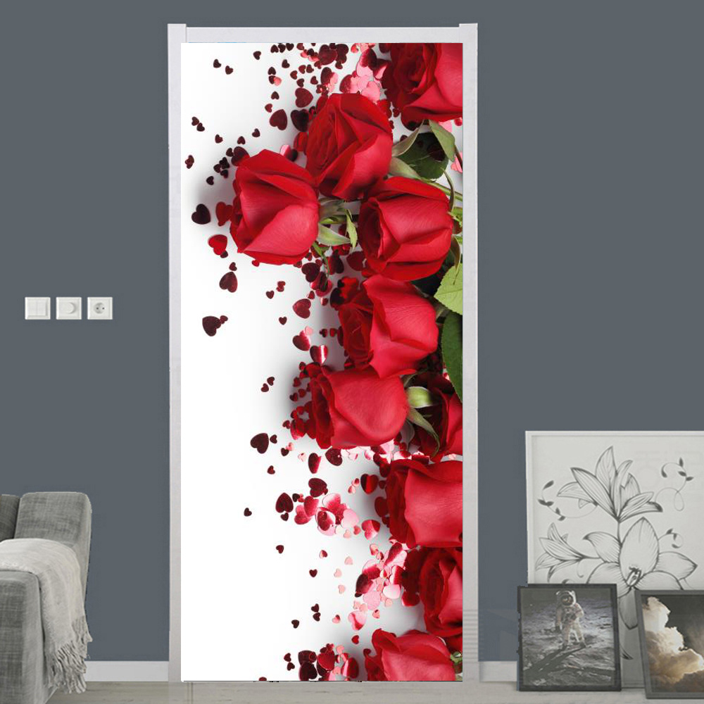 White Rose Flower Wallpaper Fo - Home Bathroom Door Design 리뷰 및 가격
