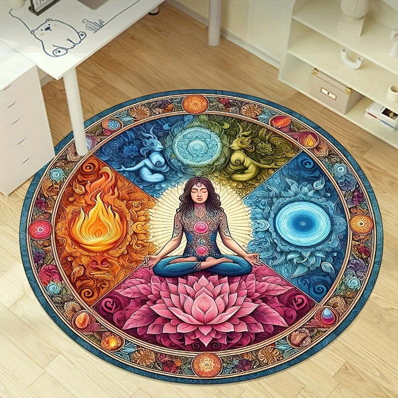 Chakra Lotus Round Rug Water & - Home Bathroom Door Design 리뷰 및 가격
