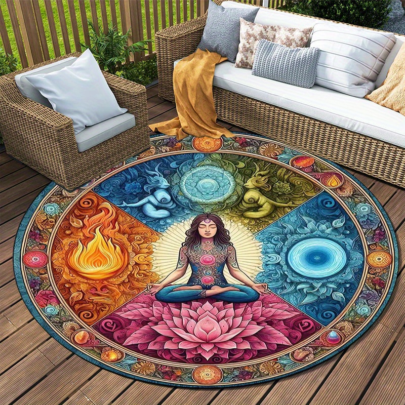 Chakra Lotus Round Rug Water & - Home Bathroom Door Design 리뷰 및 가격