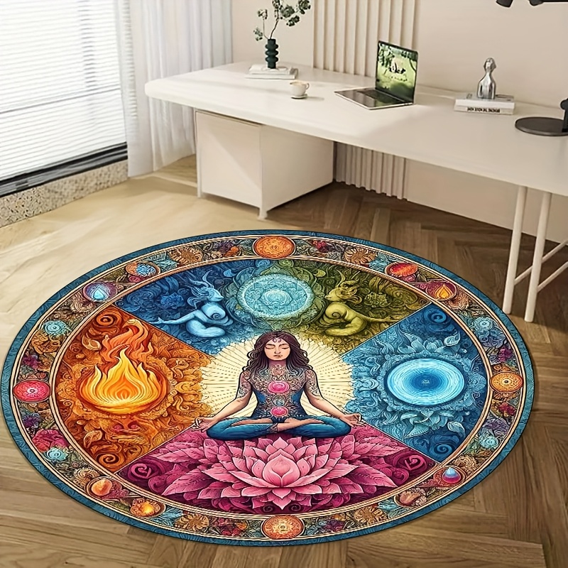 Chakra Lotus Round Rug Water & - Home Bathroom Door Design 리뷰 및 가격