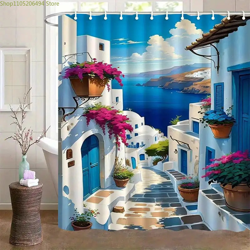 Santorini Greek Island Shower  - Home Bathroom Decor Ideas 리뷰 및 가격
