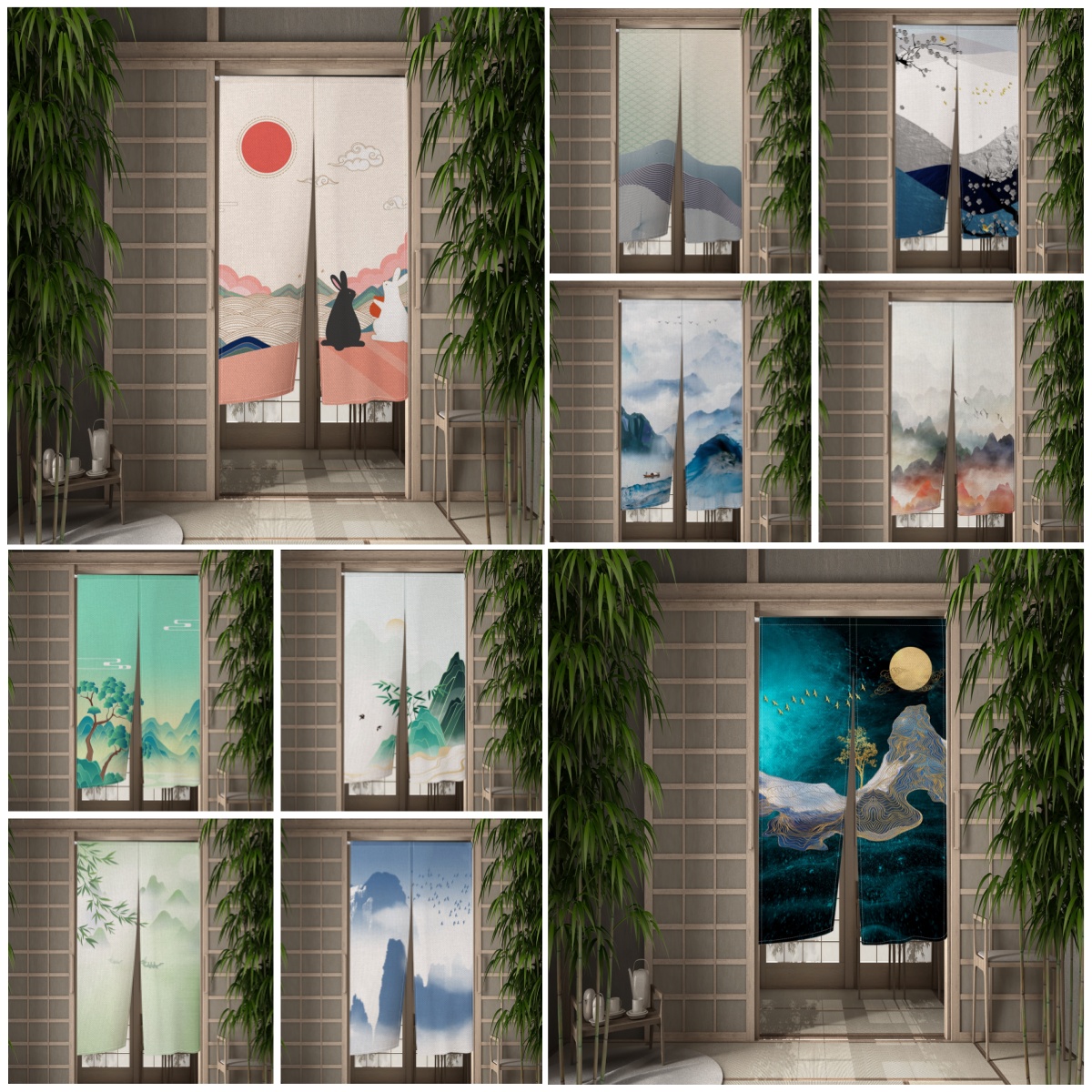 Chinese Ink Mountain Door Curt - Home Bathroom Partition 리뷰 및 가격
