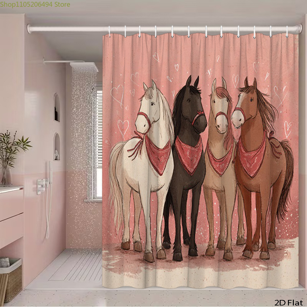 Cute Horses Shower Curtain, Ca - Home Bathroom Decor Ideas 리뷰 및 가격